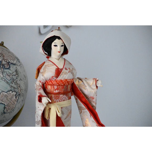 Authentic Vintage Japanese Nishi Doll, Hanayome Bride in Red Kimono, - Picture 6 of 7